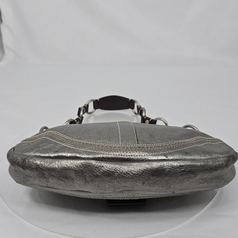 Rare Vtg Y2K Coach F10595 Soho Buckle Flap Gunmetal Leather Shoulder Bag/Hobo - Picture 9 of 16